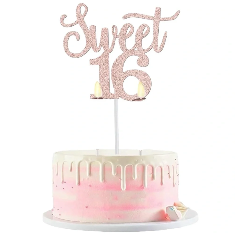 🌻Happy 16h Birthday Rose Gold Crown Tiara One Size and Cake Topper_8
